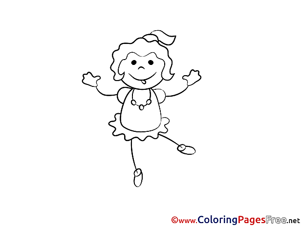 Disco Girl Children download Colouring Page