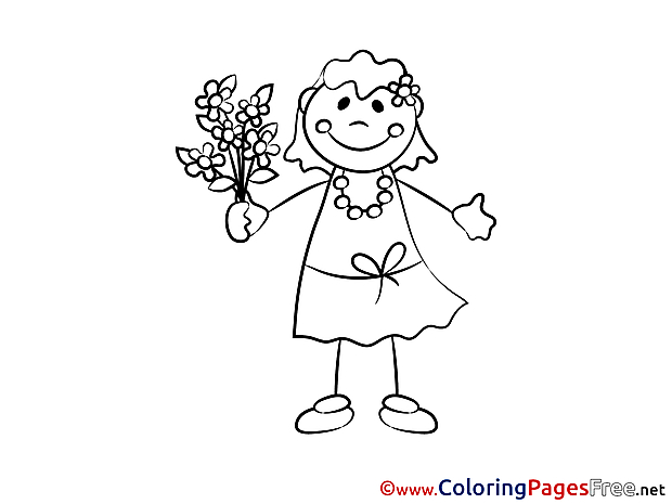 Flowers for free Coloring Pages Girl download