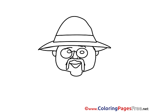 Glasses Coloring Sheets download free Old Man