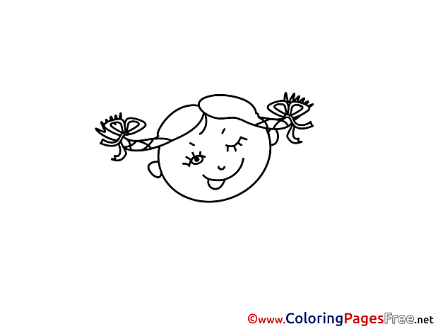 Head download Colouring Sheet Girl smiles free