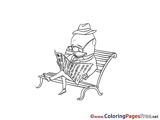 Newspaper Old Man for free Coloring Pages download