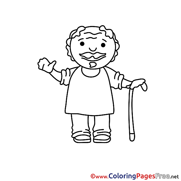 Old Man Grandfather Colouring Sheet download free