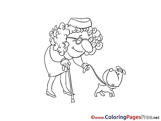 Old Woman Kids download Coloring Pages