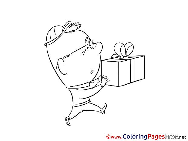 Present Birthday download Colouring Sheet free