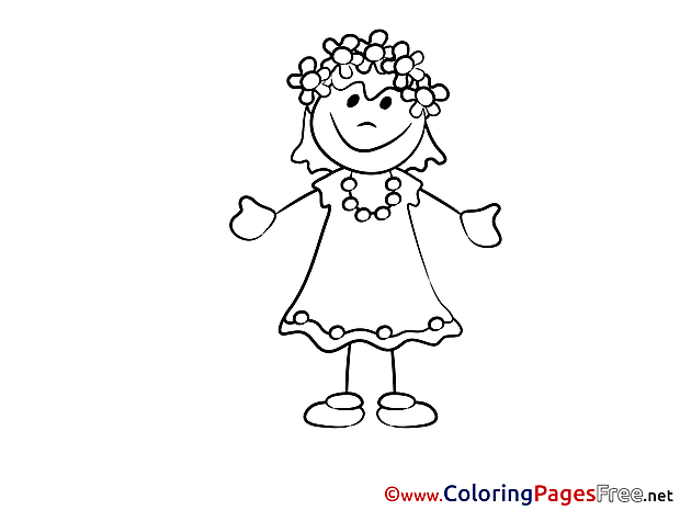 Printable Coloring Pages for free beautiful Girl