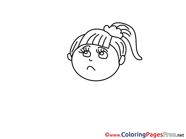 Sad Girl printable Coloring Sheets download