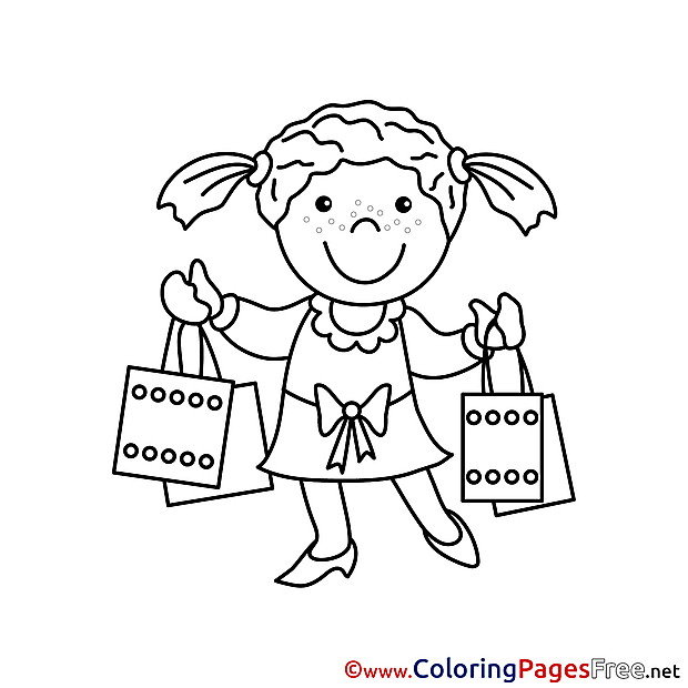 Shopping Girl download printable Coloring Pages