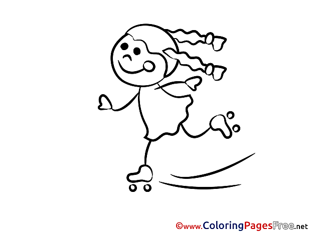 Skates Girl free printable Coloring Sheets