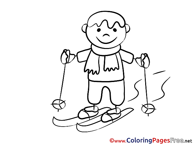 Ski Boy Winter for Children free Coloring Pages