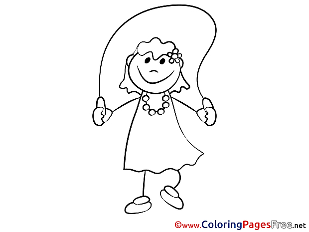 Skipping Rope Kids free Coloring Page