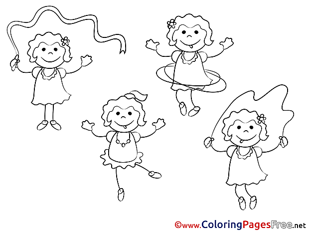 Sport Girls Colouring Sheet download free