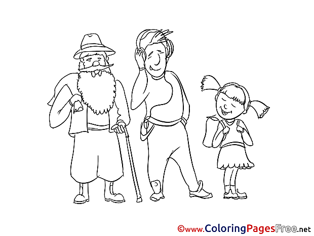 Three Persons free Colouring Page download
