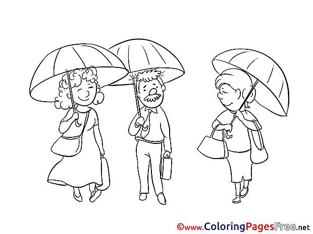 Umbrellas for Kids printable Colouring Page
