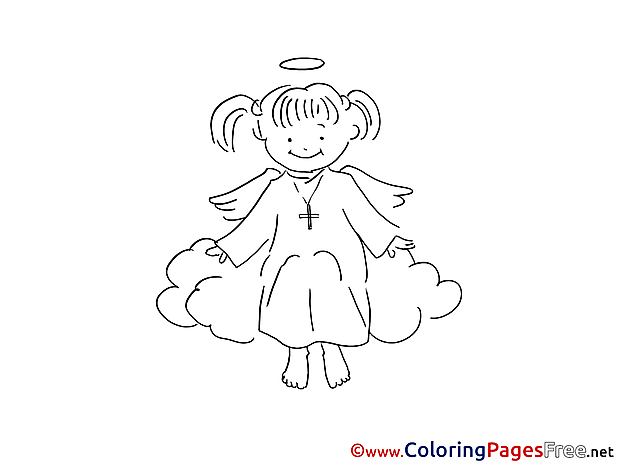 Angel printable Christening Coloring Sheets