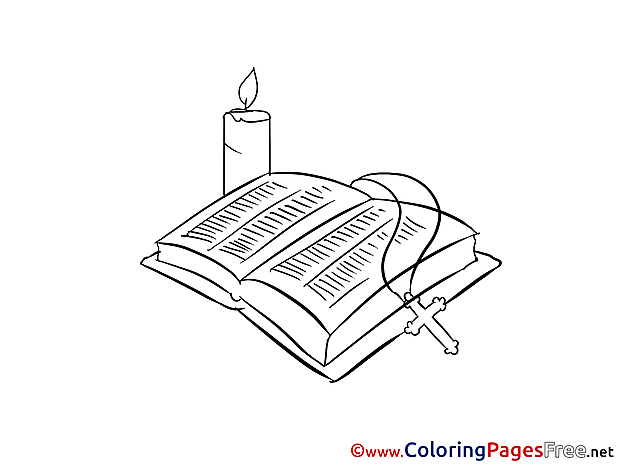 Candle Bible free Christening Coloring Sheets