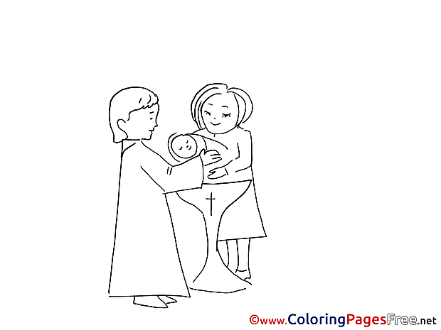 Children Christening Priest Colouring Page