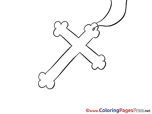 Christening Colouring Sheet free Cross