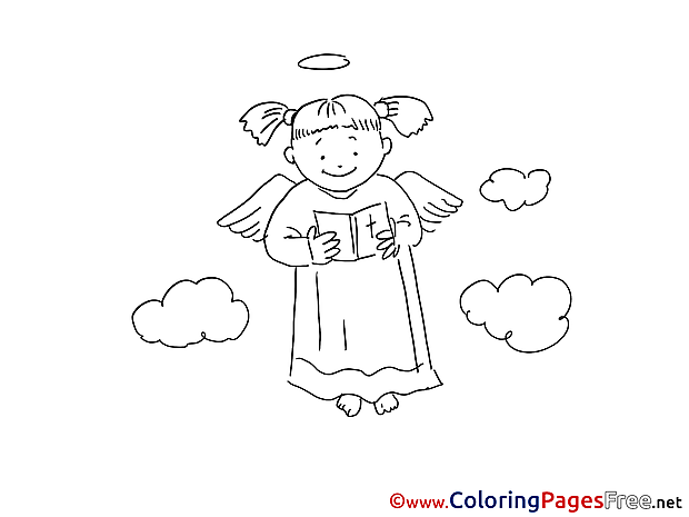 Clouds printable Coloring Pages Christening Angel