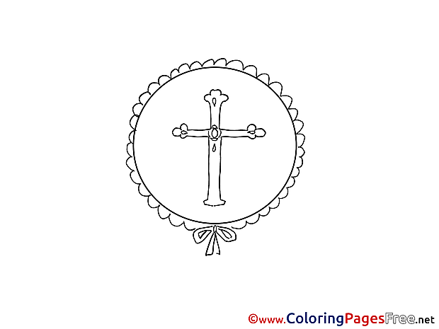 Cross Colouring Page Christening free