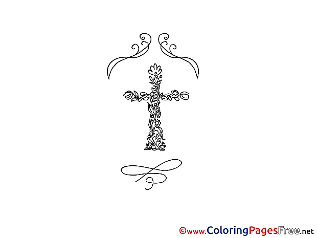 Cross printable Christening Coloring Sheets