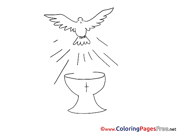 Cup Pigeon Christening Coloring Pages free