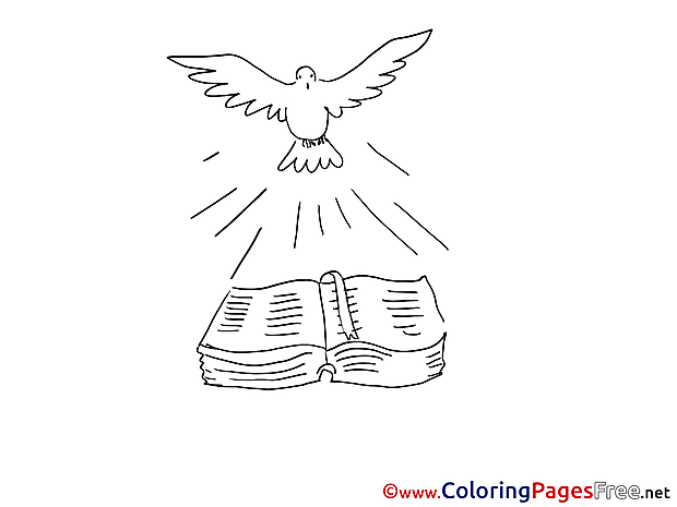Free Colouring Page Bible Pigeon Christening