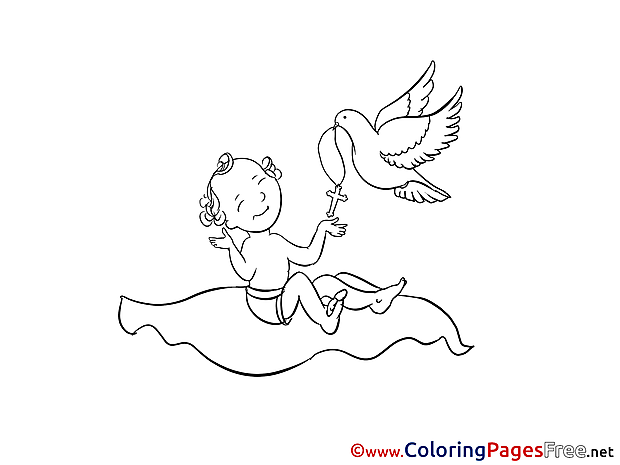 Pigeon for Kids Christening Colouring Page