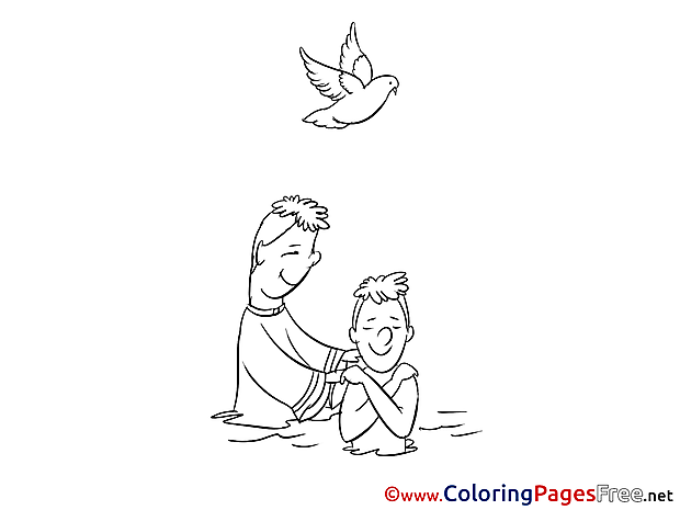 Priest Children Christening Colouring Page