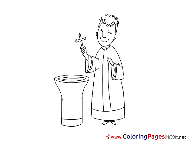 Printable Priest Christening Coloring Sheets
