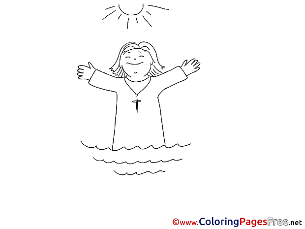 Sea Sun Christening Coloring Pages download Priest