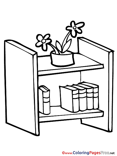 Bookshelf for free Coloring Pages download School
