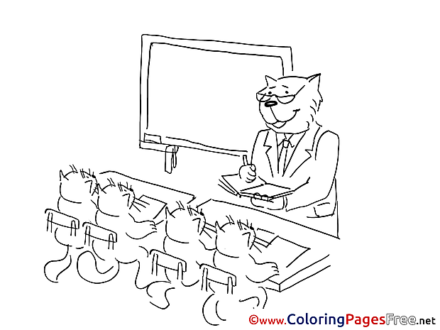 Cat School for Children free Coloring Pages