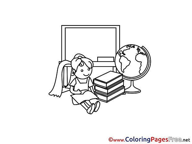 Classroom School Children download Colouring Page