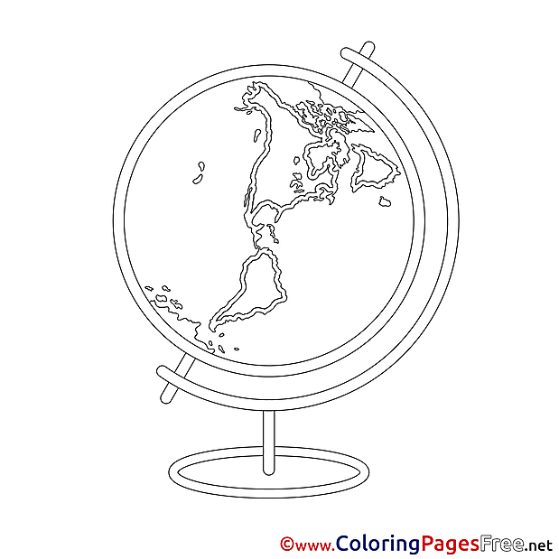 Globe School Colouring Page printable free