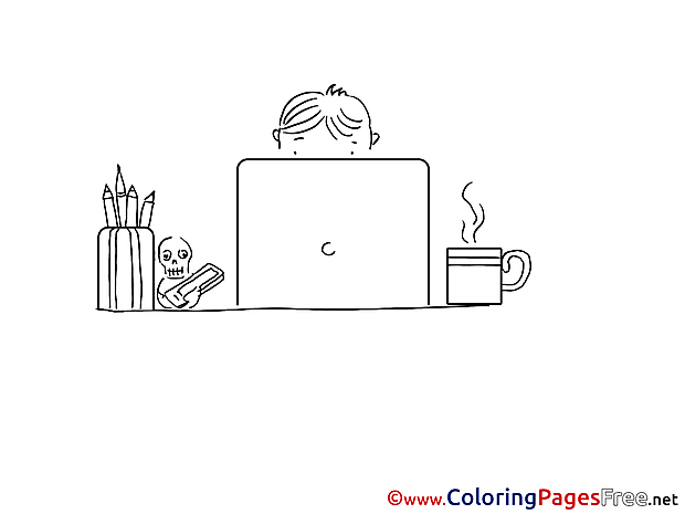 Laptop School download printable Coloring Pages