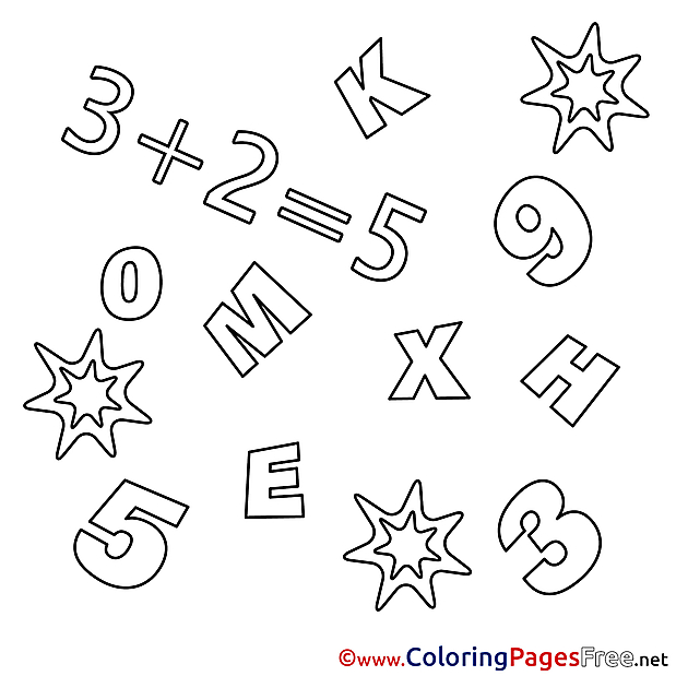 Math Numbers Children Coloring Pages free