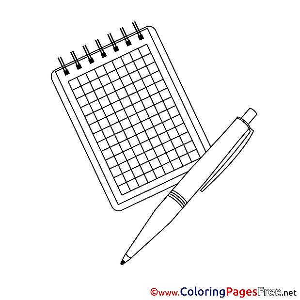 Pen Notepad Colouring Sheet download free