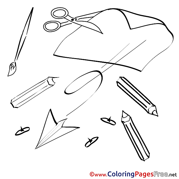 Plane Pencils Cut Colouring Page School printable free