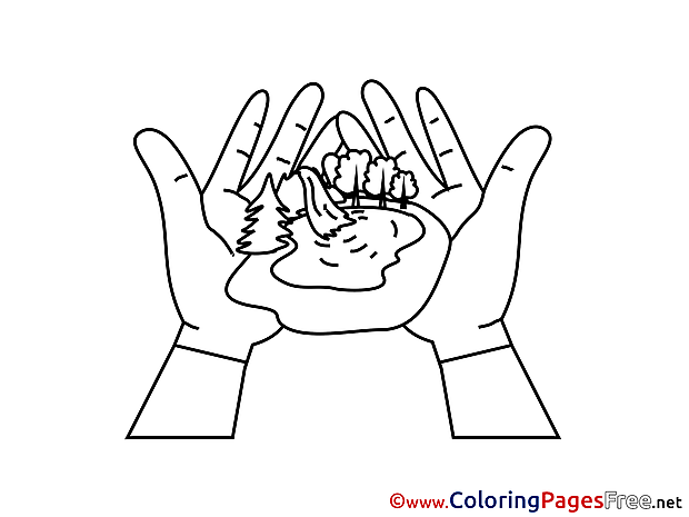 Pond in Hands Children download Colouring Page