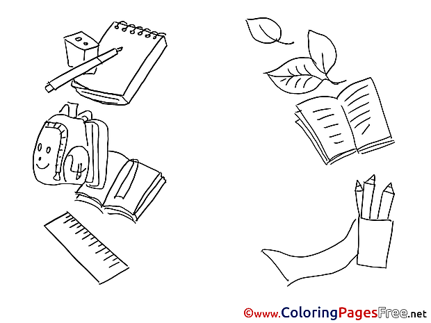 Supplies School for Kids printable Colouring Page