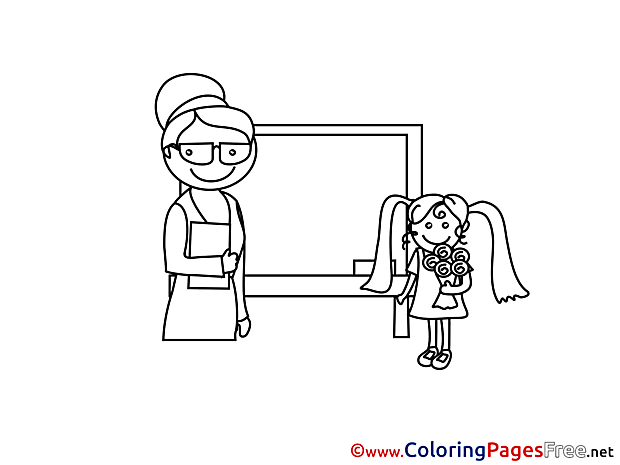 Teacher Girl printable Coloring Sheets download