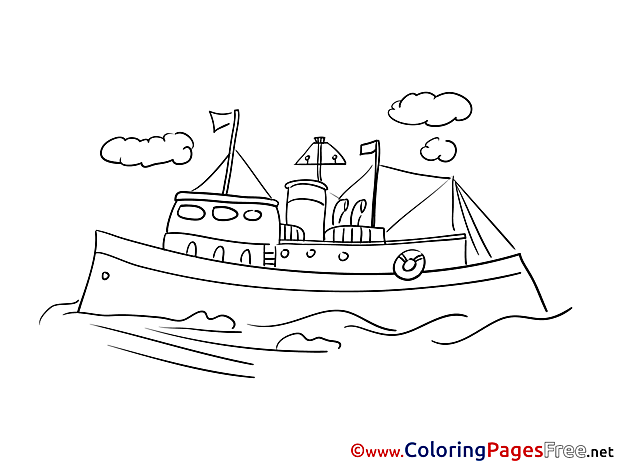 Motor Ship printable Coloring Sheets download