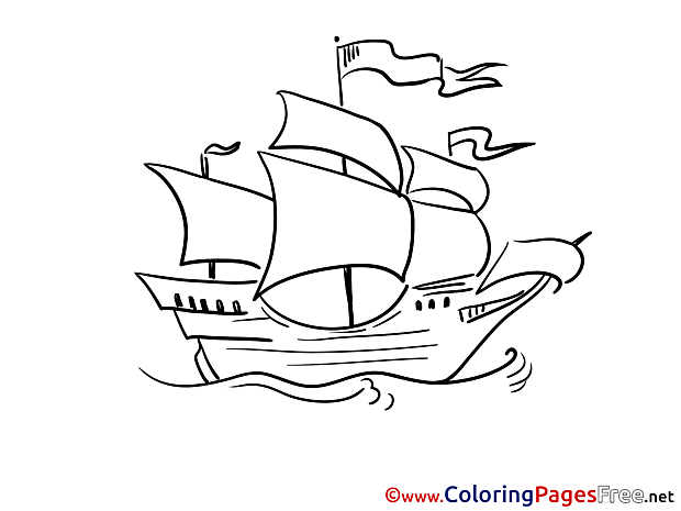 Sailing Ship Children Coloring Pages free