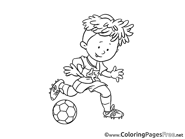 Attack Player Kid Soccer Colouring Sheet free