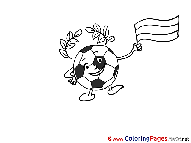 Ball with Flag printable Soccer Coloring Sheets