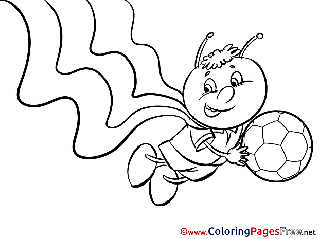 Bee with Ball for Kids Soccer Colouring Page