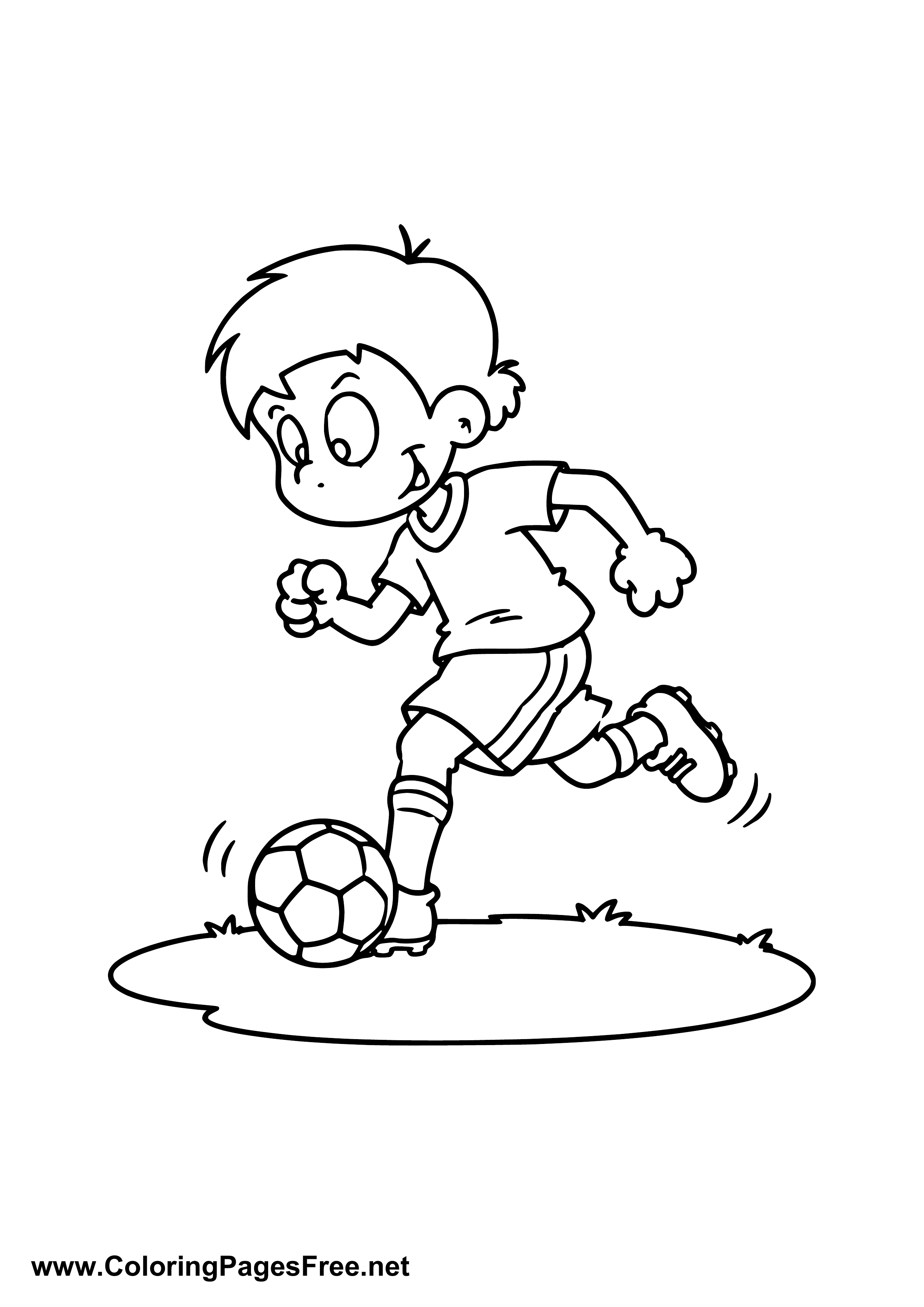 Boy Dribbling Soccer Ball Coloring Page
