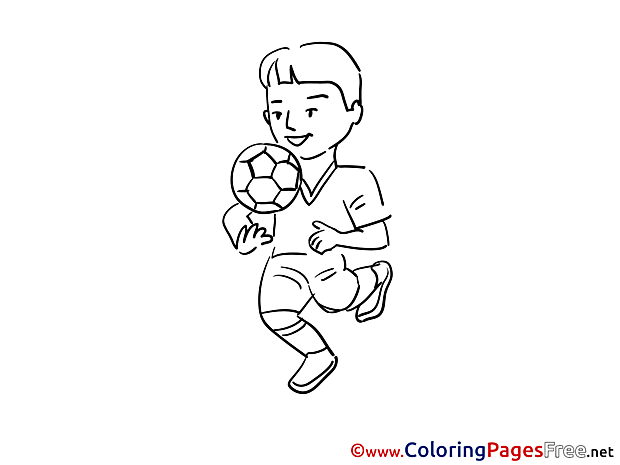 Boy Football for Kids Soccer Colouring Page