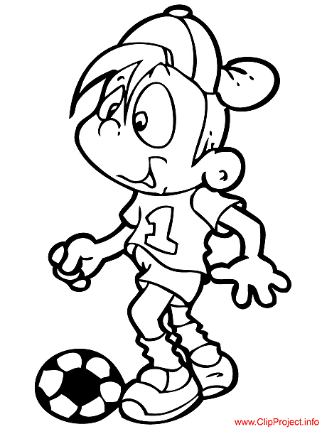 Boy playing football coloring sheet