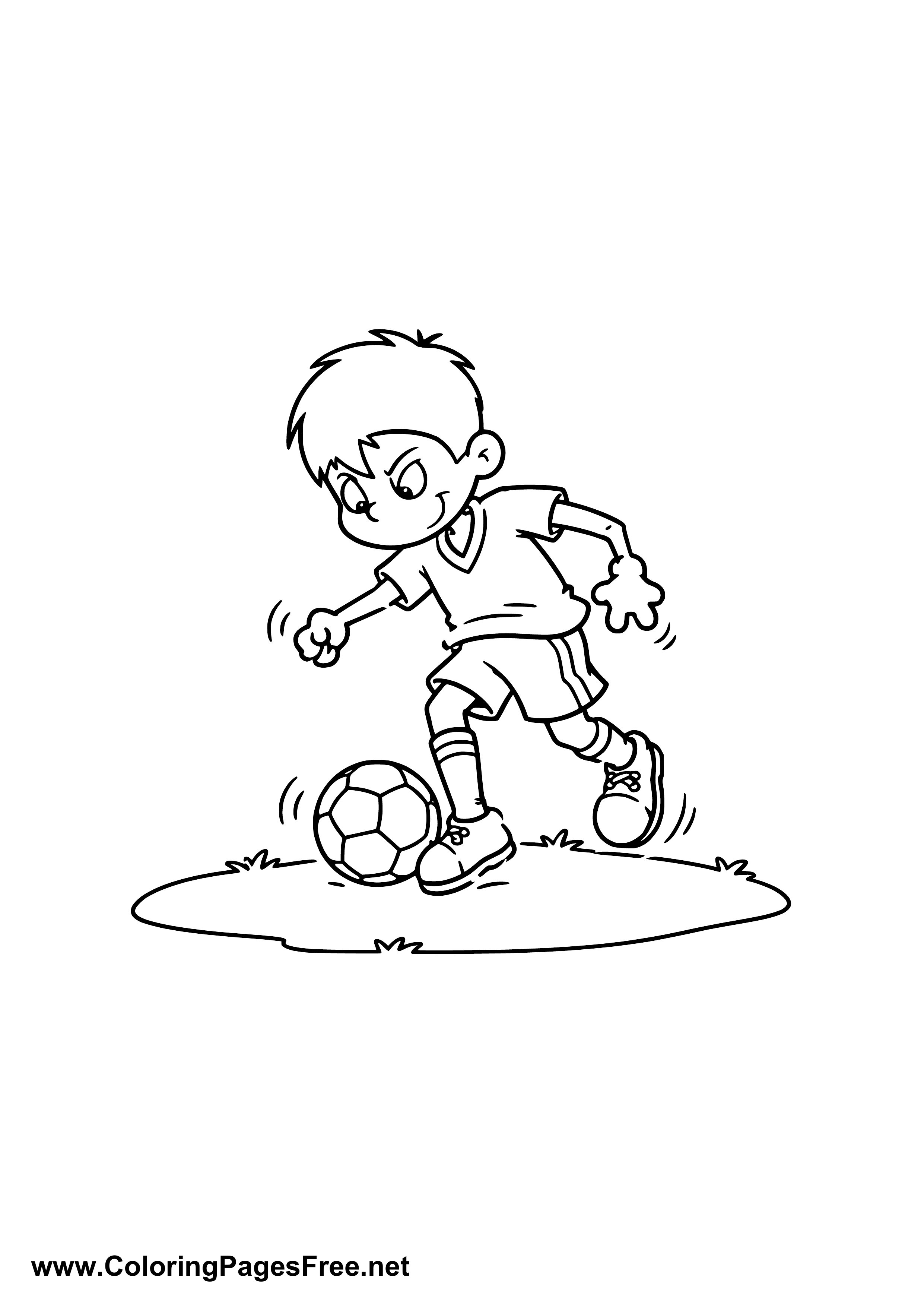 Boy Playing Soccer Printable Coloring Page